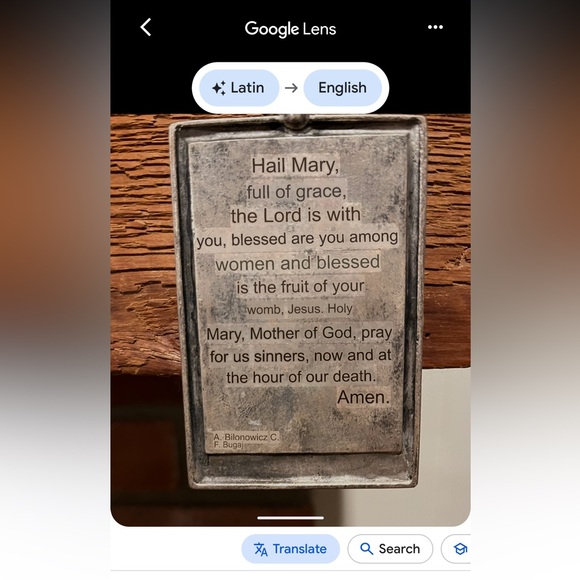 Latin Hail Mary Prayer Icon Metal Art Piece - Picture 5 of 5